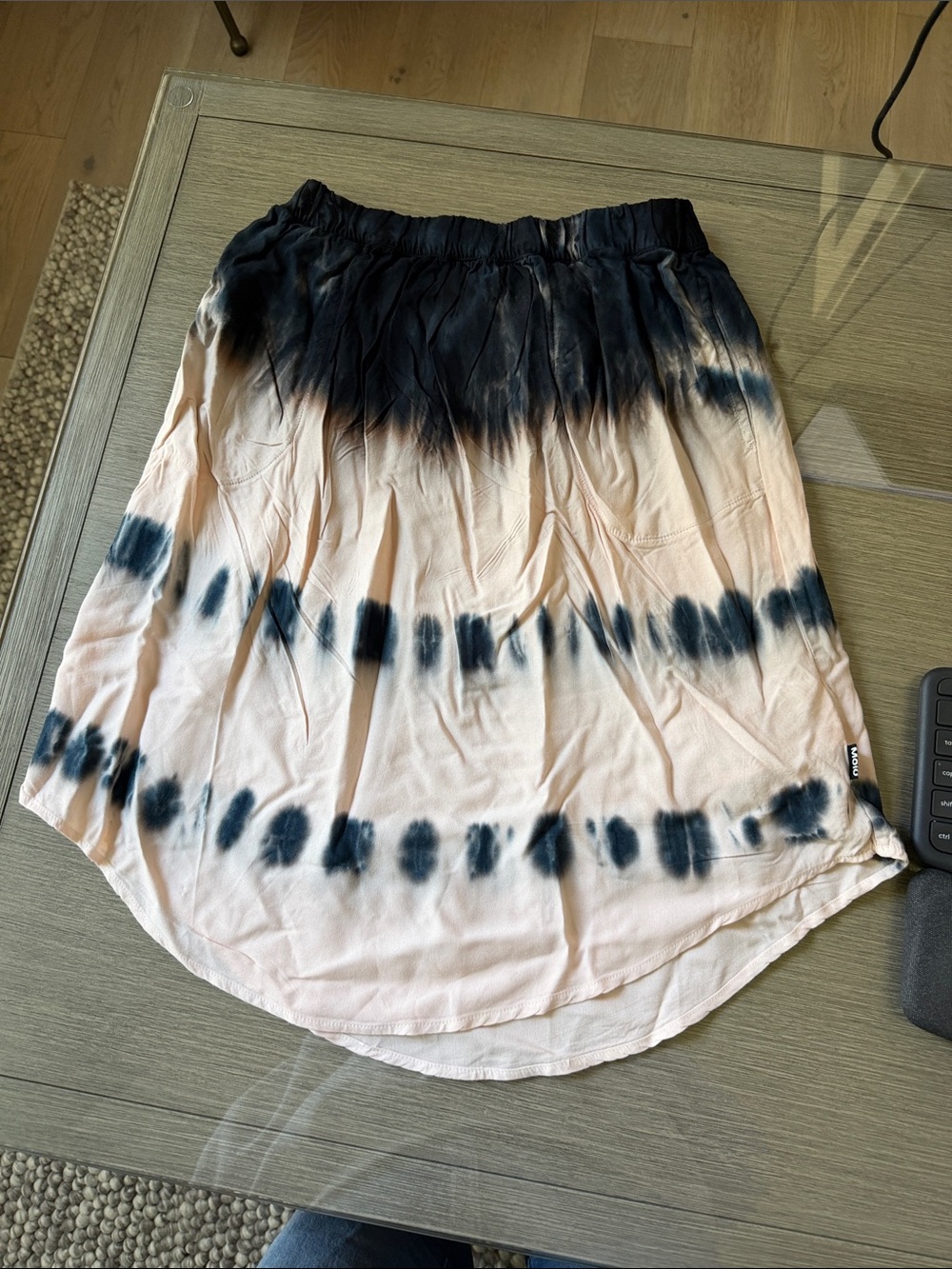 Molo Pink and Black Tie-Dye High-Low Skirt
